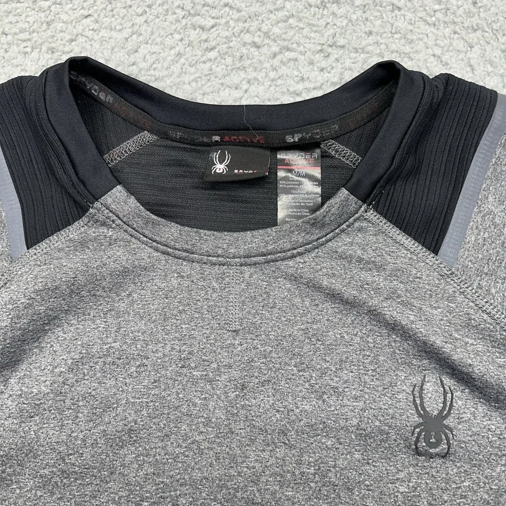 Spyder Active Men Medium ProWeb Grey Heather 4-Way Stretch L/S Activewear Shirt